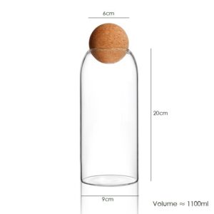 Glass Container With Wooden Ball (Small-Large)